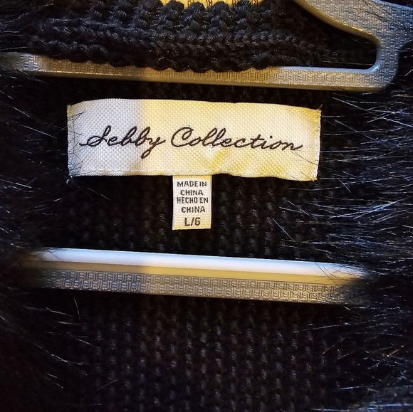Sebby Collection Black Faux Fur Knit Vest L - Picture 9 of 11